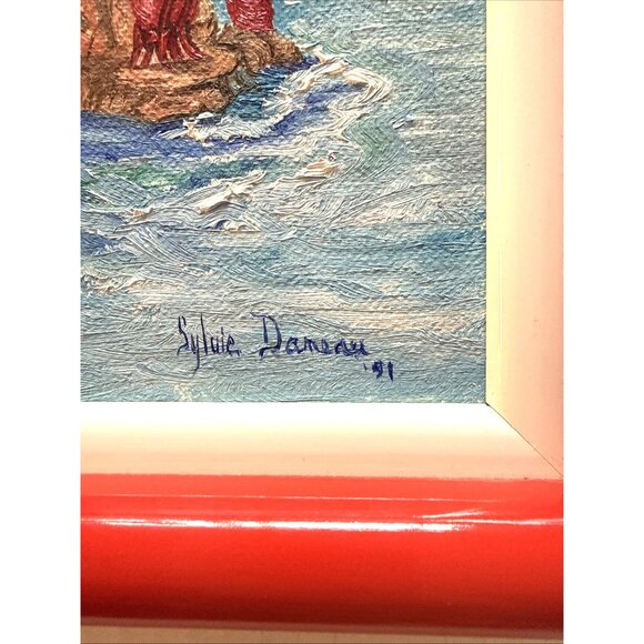 Vtg Acrylic Canvas Board Red Frame Disney Ariel Little Mermaid by Silvie Danseau - Picture 12 of 16